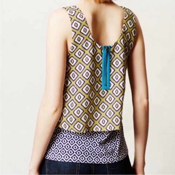 Anthropologie "Throughway" green tiered Ruffle layer tank. Sz Medium. - Picture 2 of 8